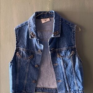 Embellished Blue Denim Vest